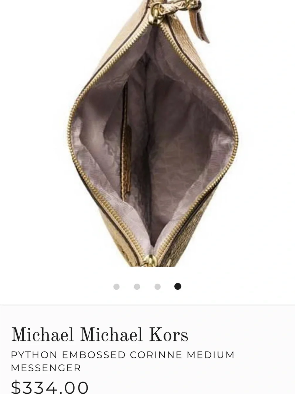 Michael Kors Gold Embossed Corinne Medium Messenger Bag - Picture 4 of 4